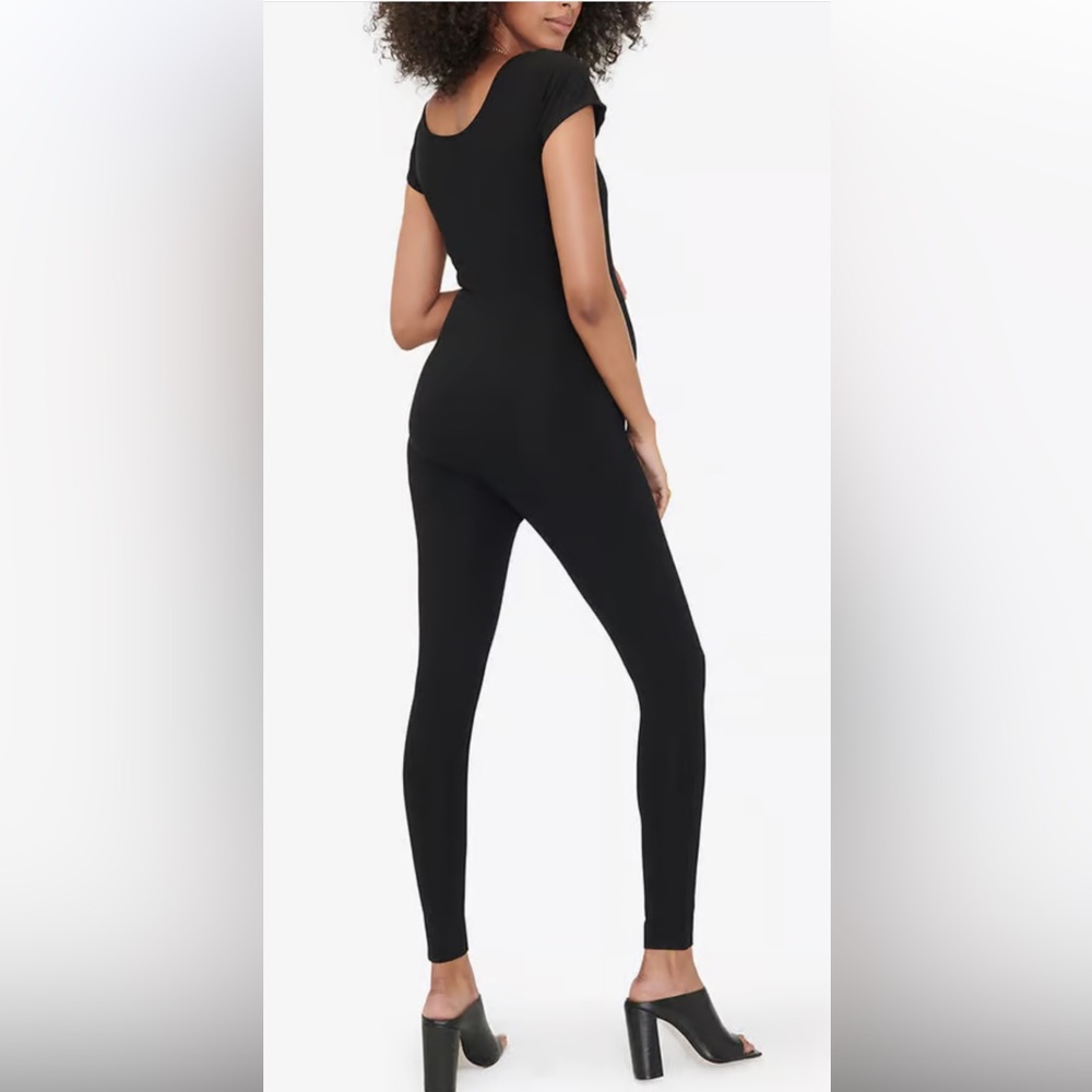 HATCH maternity black cap sleeve unitard/bodysuit